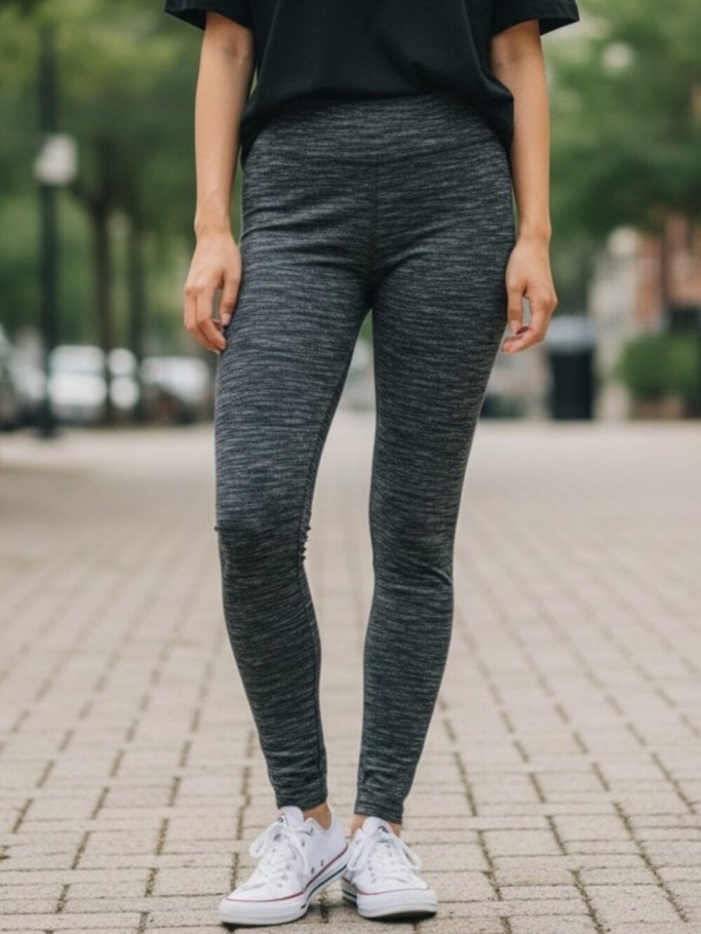 Time & Tru Heather Gray Leggings Sz L (12-14)
